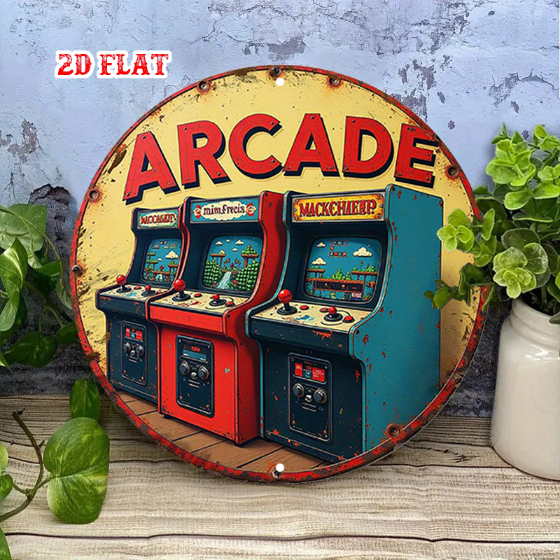 Retro Gaming In 2026 - Деревянная винтажная круглая вывеска для аркадных